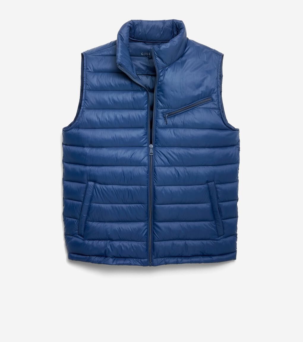 ジップフロントキルテッドベスト mens.