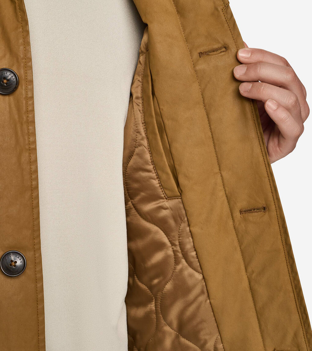 コーティッド コットン ロング バーン コート mens