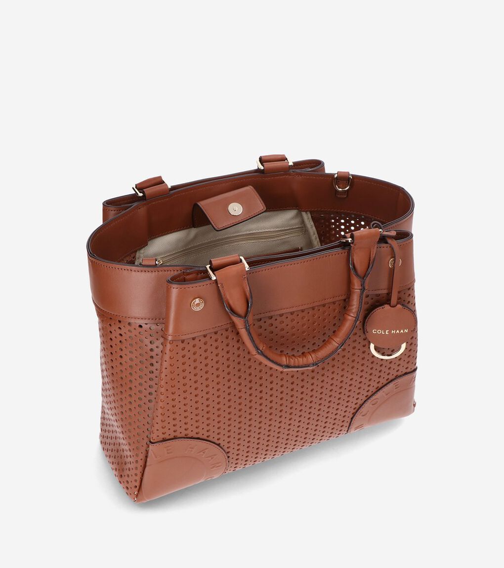 パーフォレーテッド レザー サッチェル womens.