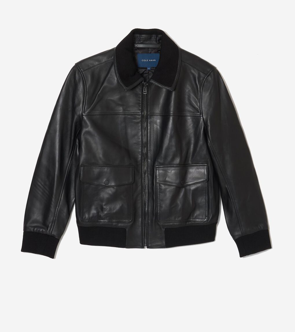 ソフトラムジャケットウィズニットカラー mens