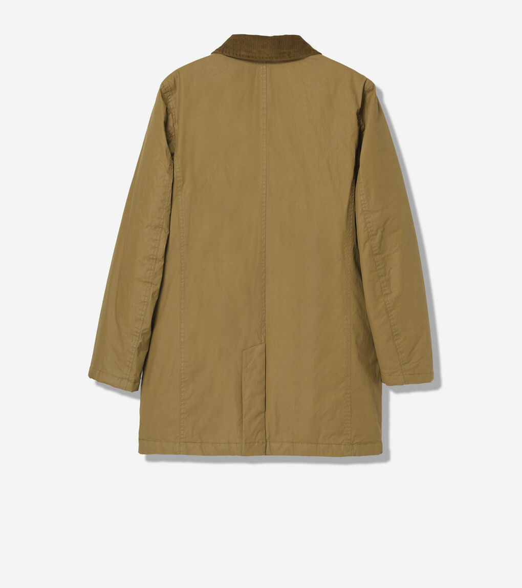 コーティッド コットン ロング バーン コート mens