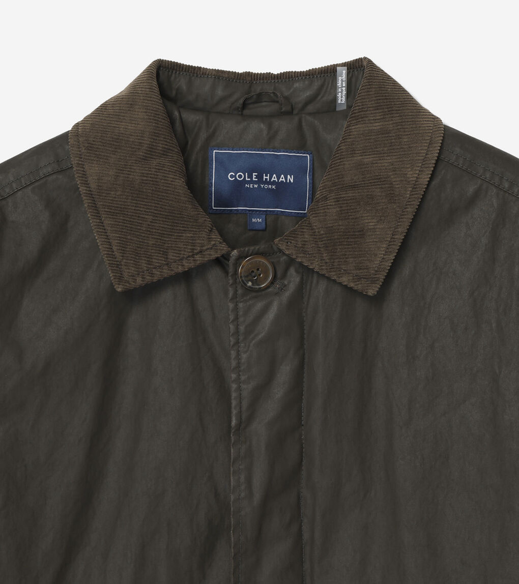 コーティッド コットン ロング バーン コート mens