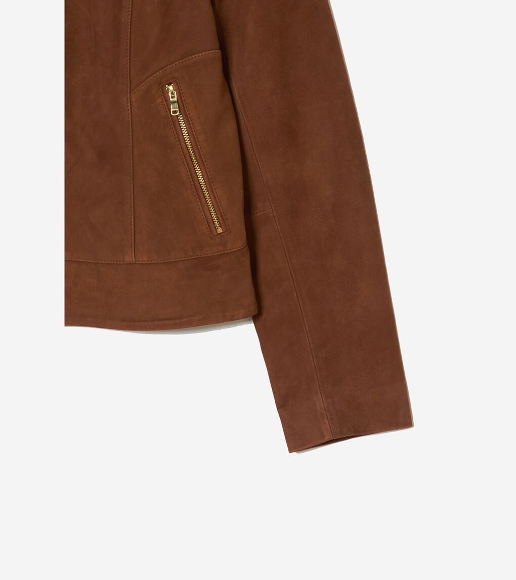 スウェードレザー モト ジャケット womens.