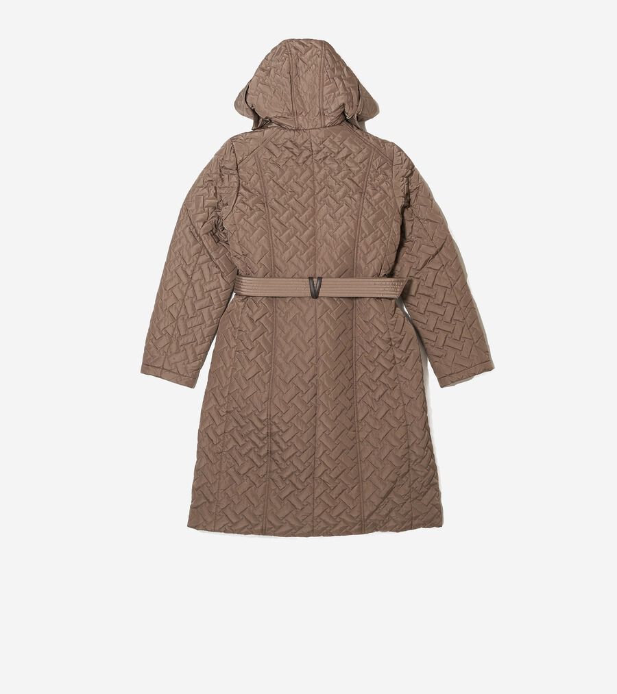 フーデッド ロング ベルテッドコート womens. 0.0 | COLE_HAAN