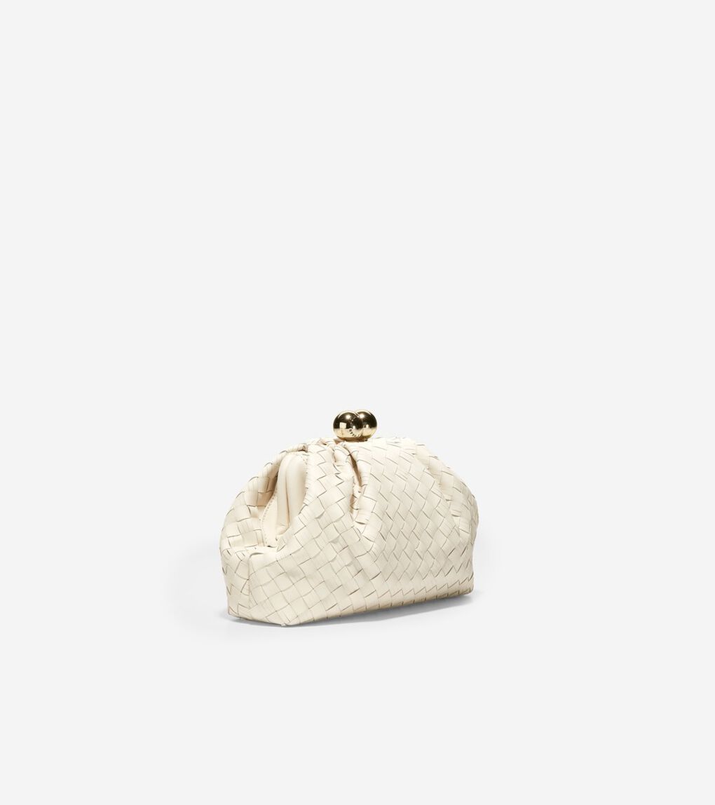 スモール ウォーブン レザー クラッチ womens.