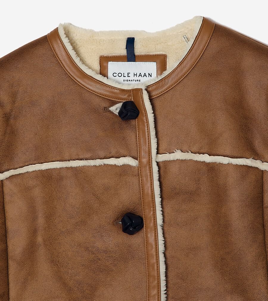 ワックスド スエード シアリング カラーレス ジャケット womens 55000