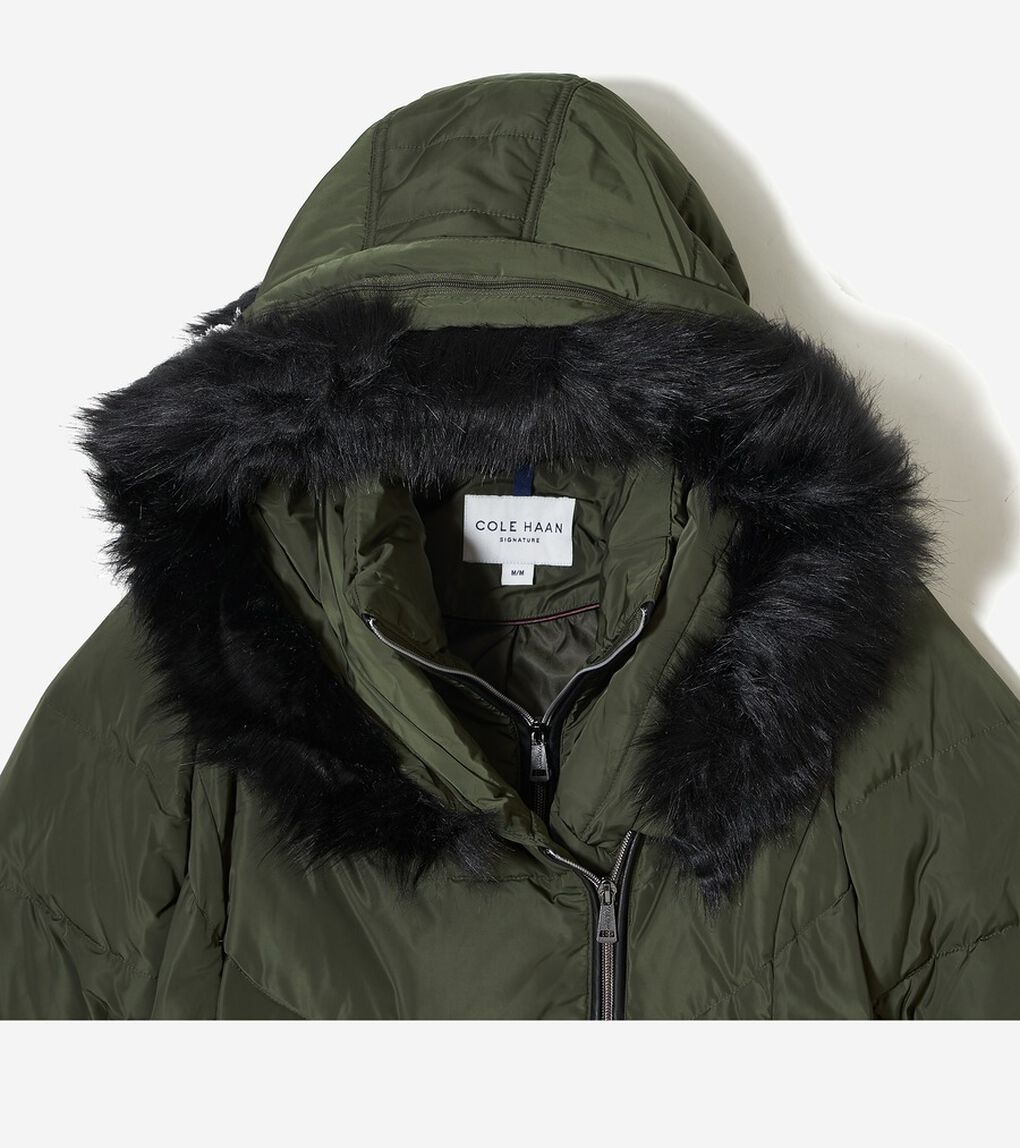 タフタ ダウン コート フード付き womens.