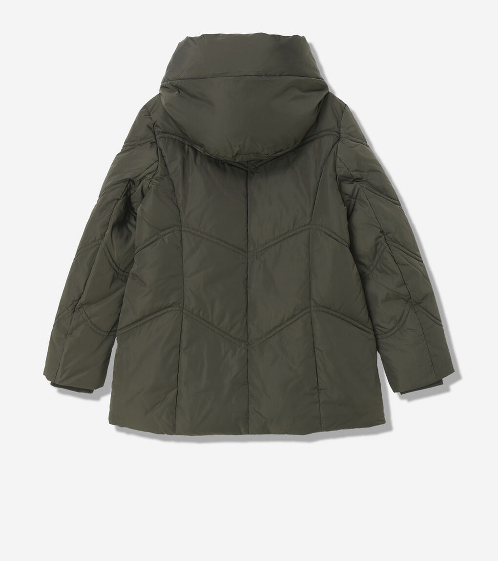 タフタ ダウン ジャケット ウィズ イグザジャレイティド フード womens