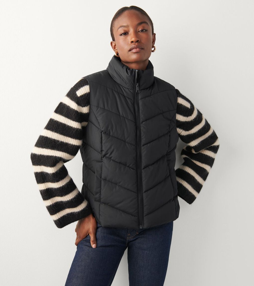 シェブロン ポリフィル ジップ フロントベスト womens.