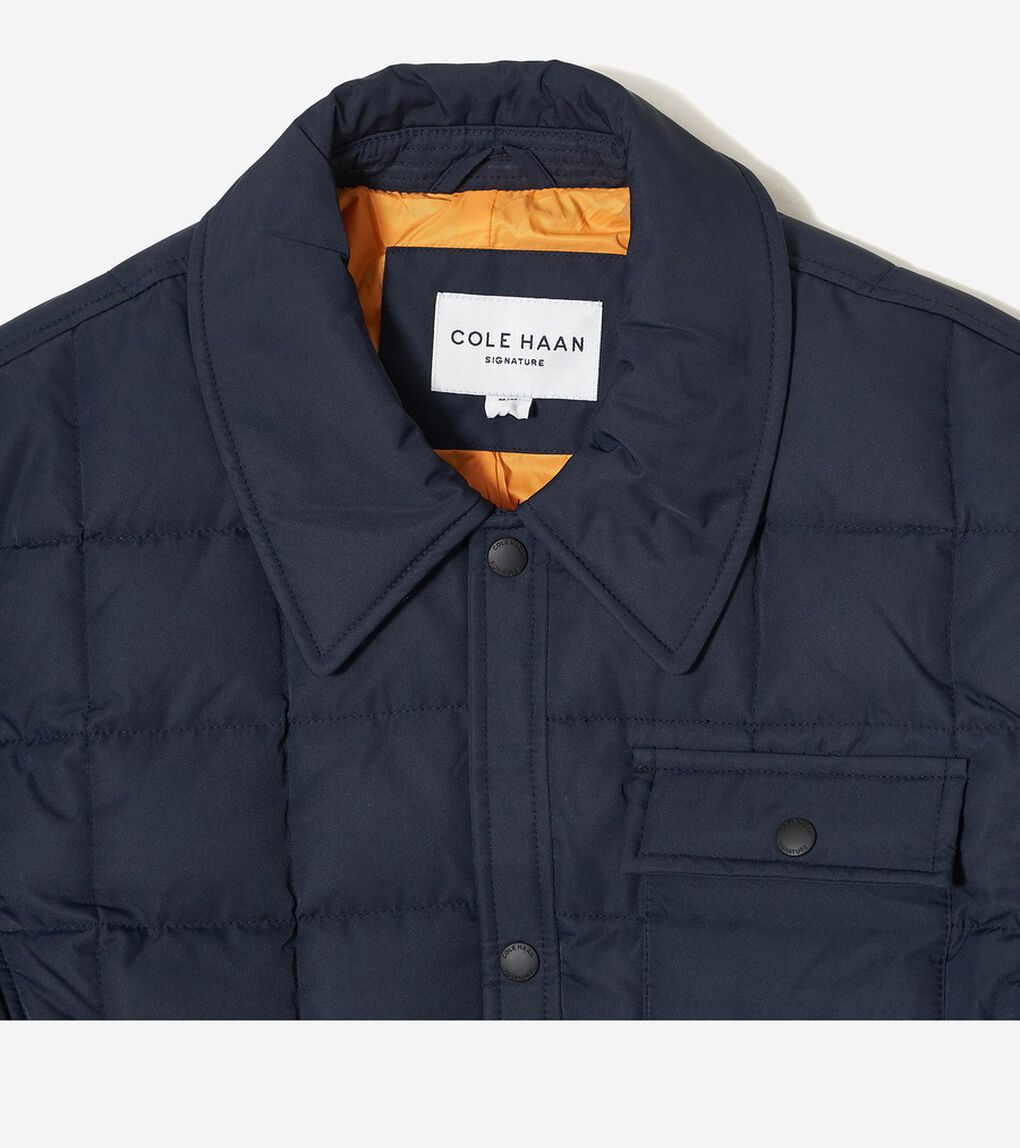 ボックス キルト ダウン シャツ ジャケット mens.