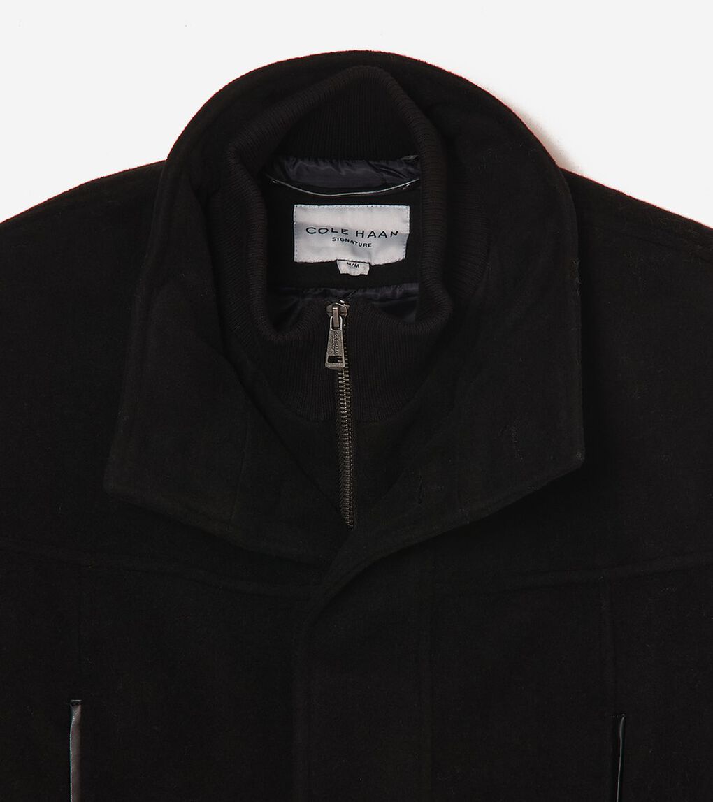 カー コート ウィズ フェイク レザー ディテールズ mens