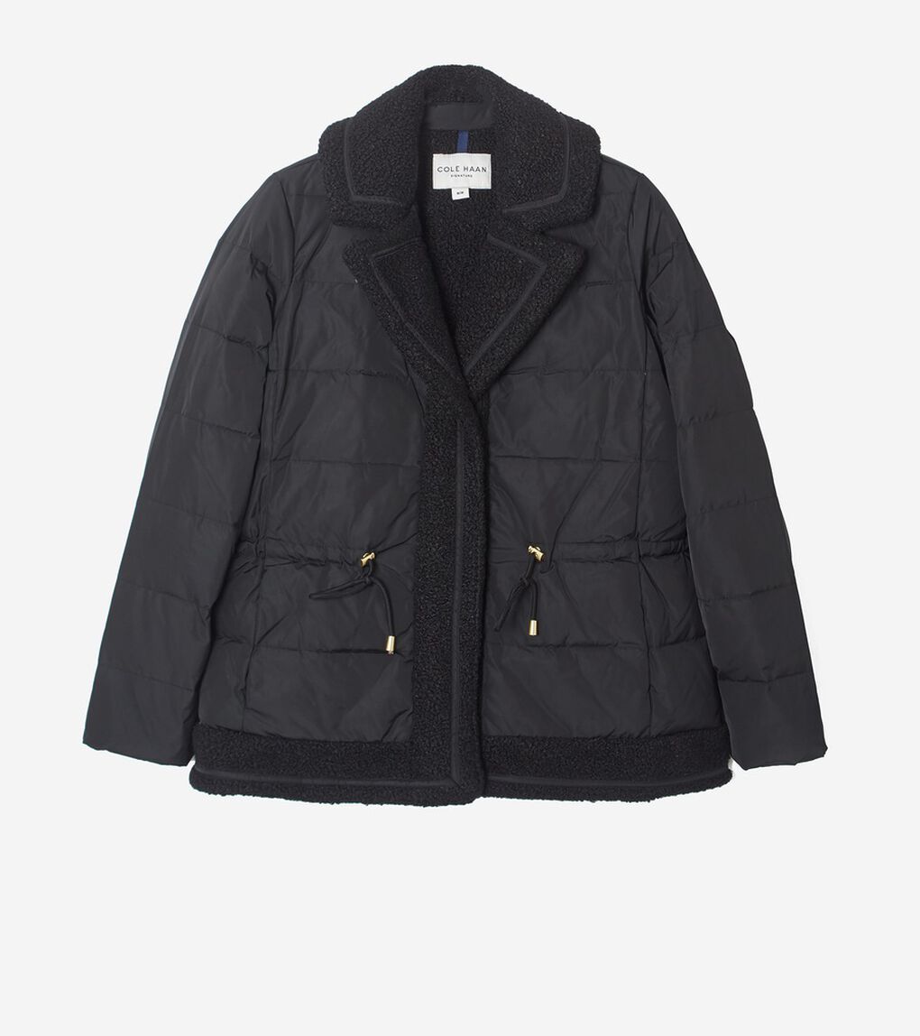 タフタダウンジャケット Wカーリーファーライン トリミング womens.