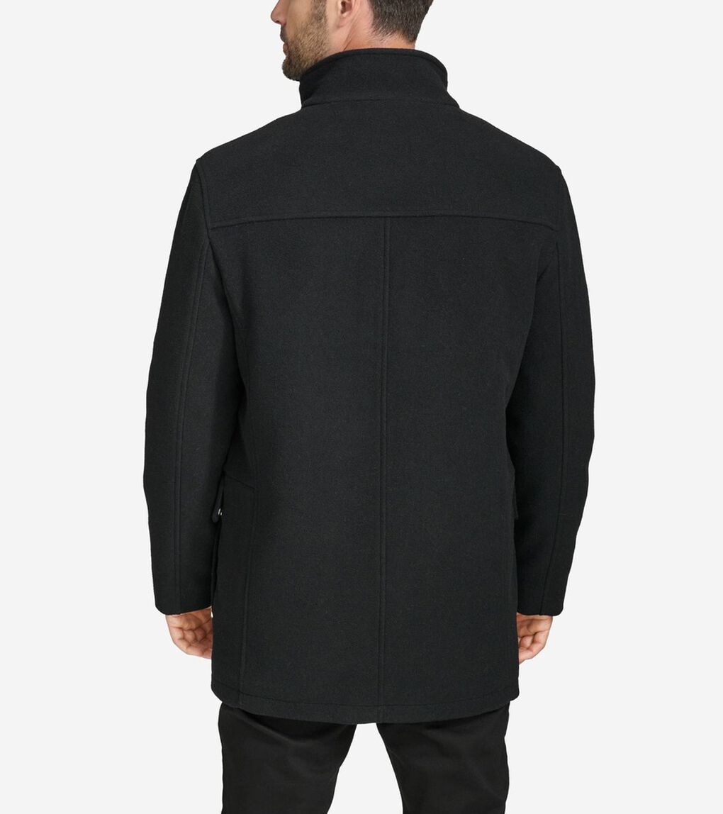 カー コート ウィズ フェイク レザー ディテールズ mens