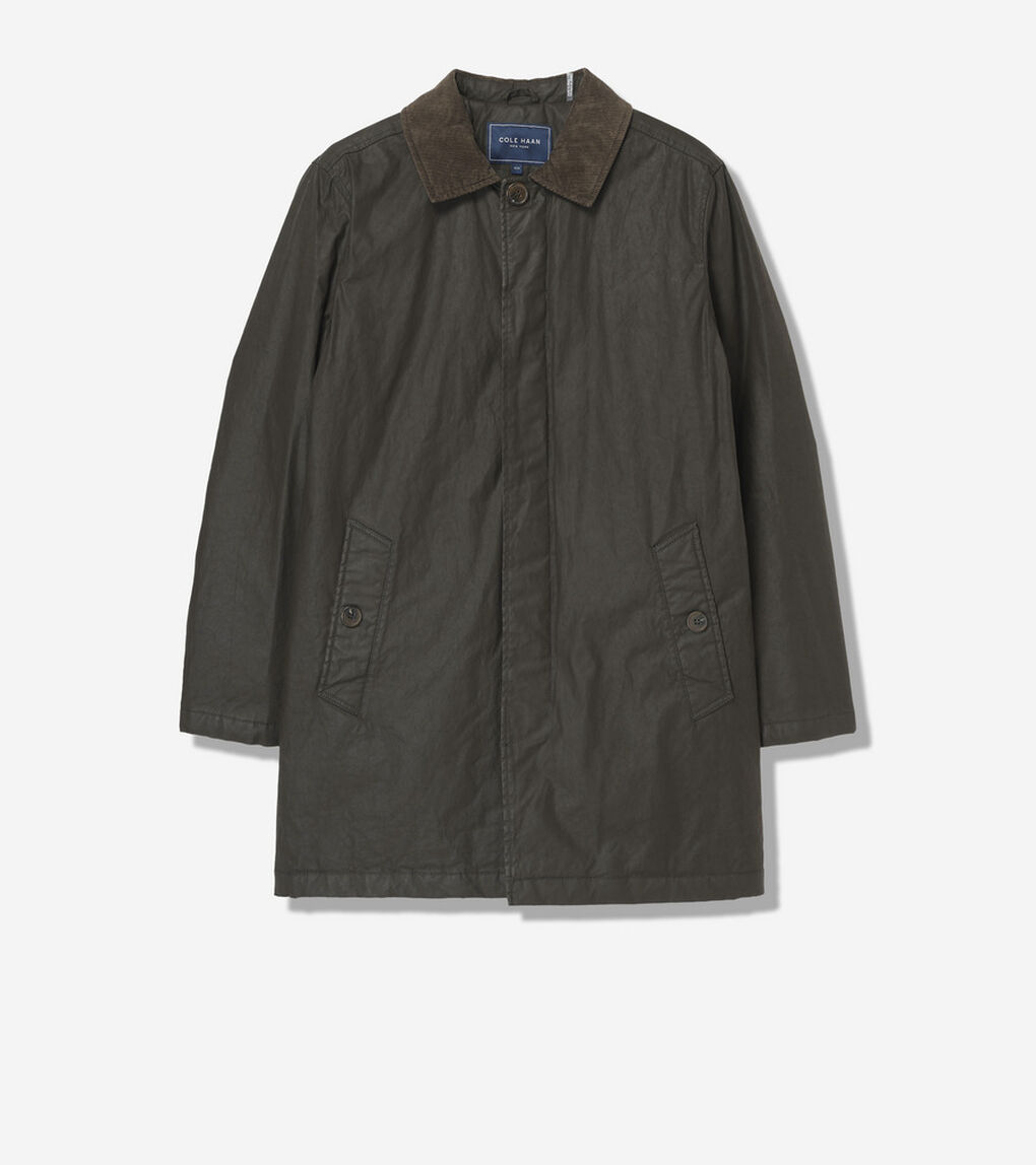 コーティッド コットン ロング バーン コート mens