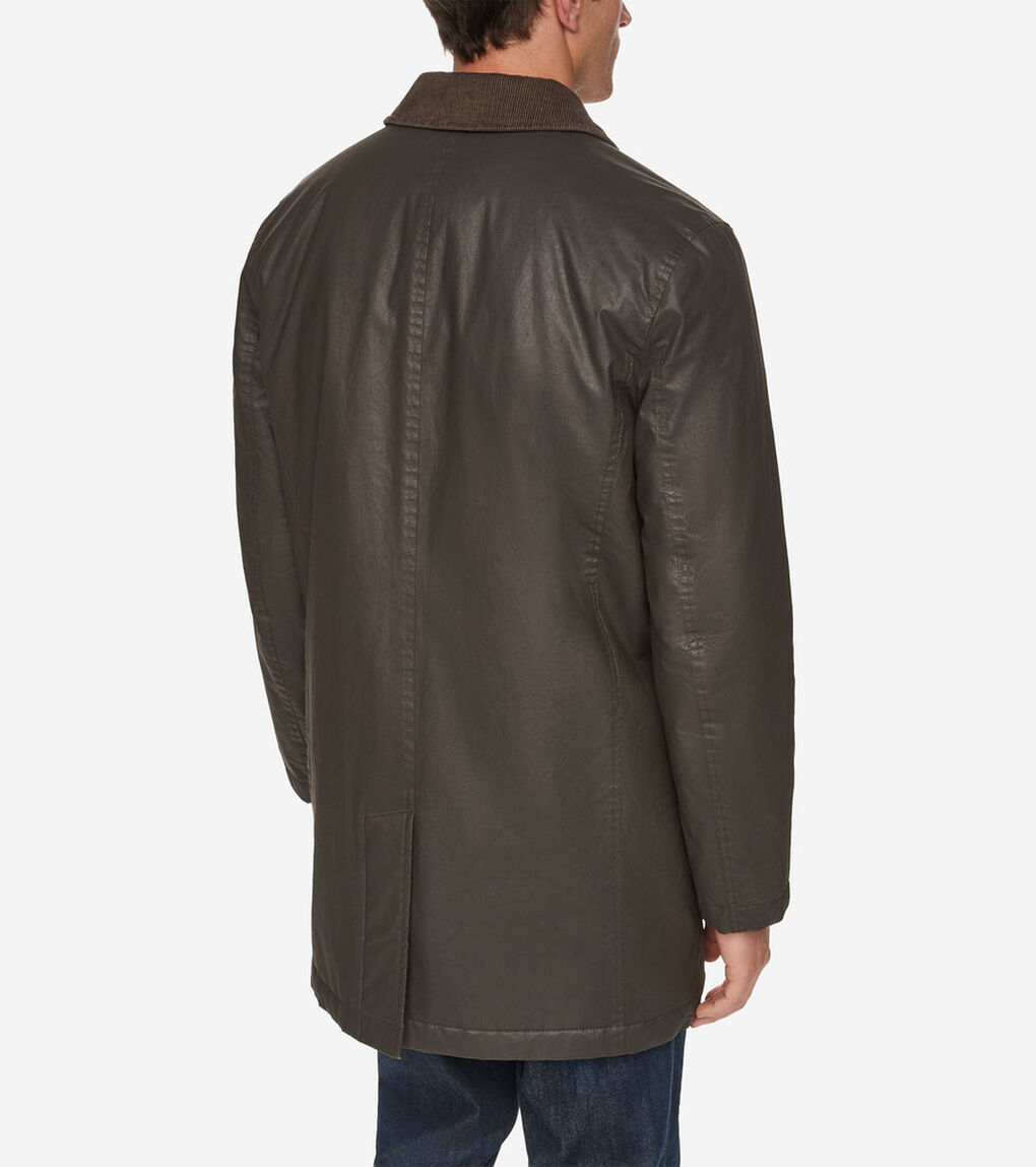コーティッド コットン ロング バーン コート mens
