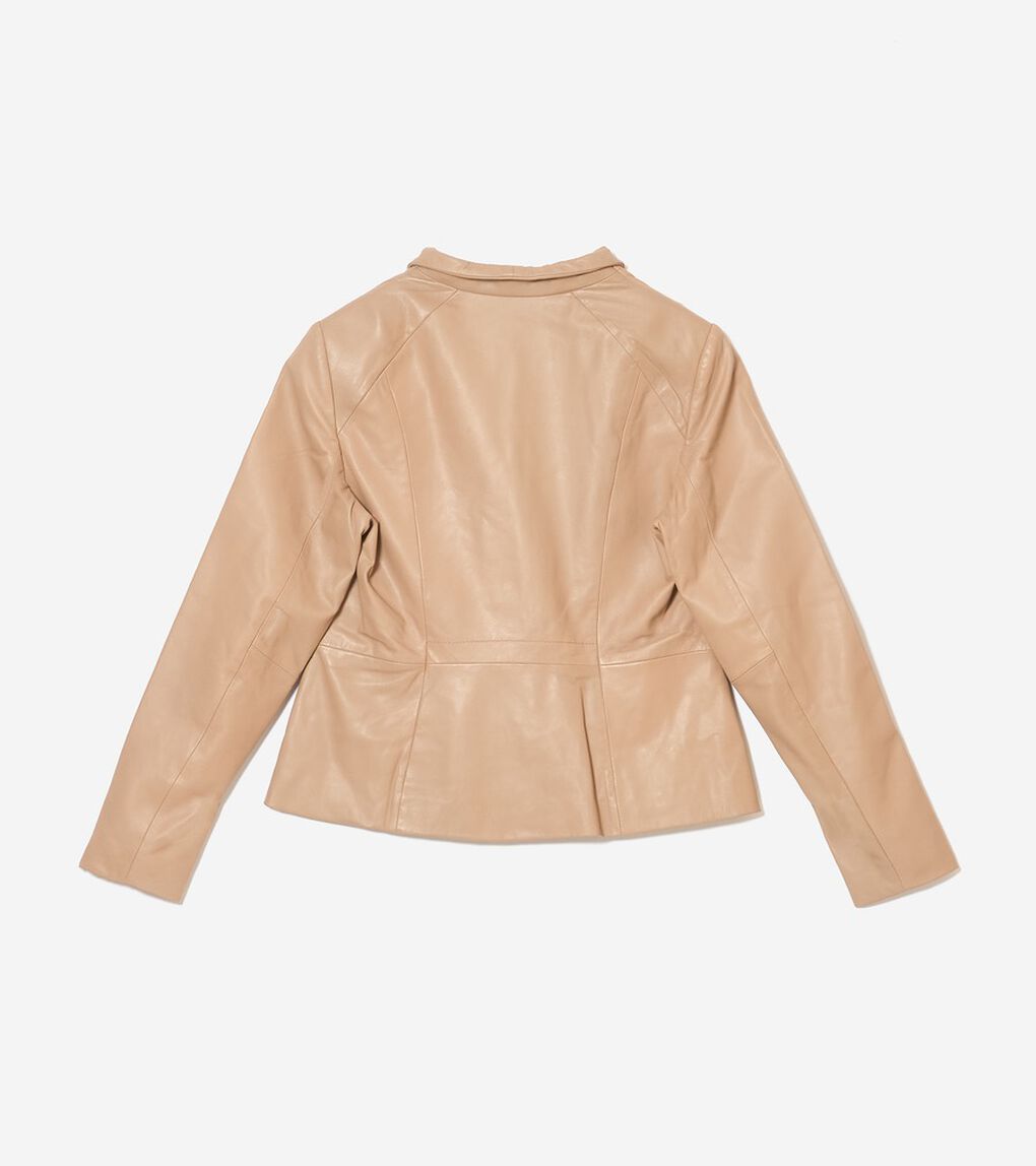 モウルデッドカラーアシンメトリックレザージャケット womens.