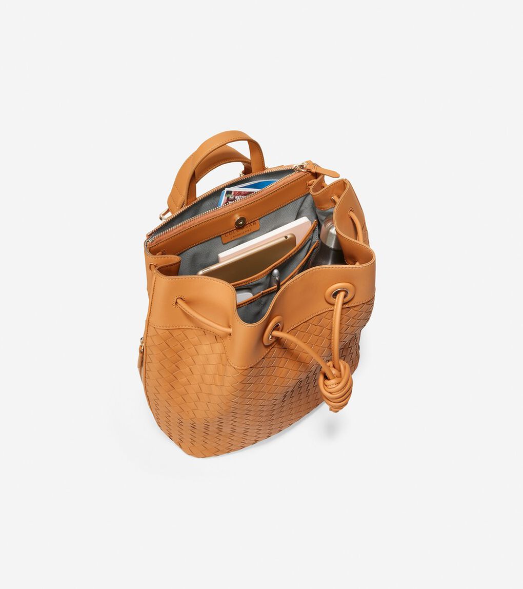 ウォーブン レザー ドローストリング バックパック womens.