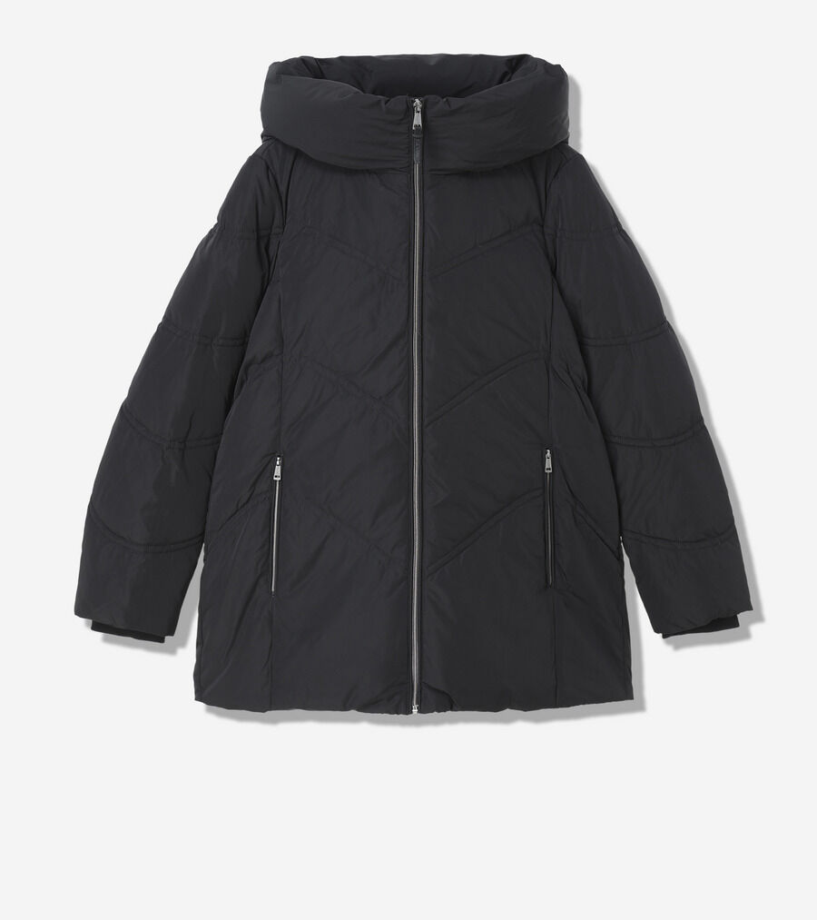 タフタ ダウン ジャケット ウィズ イグザジャレイティド フード womens