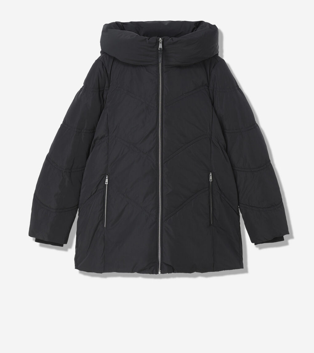 タフタ ダウン ジャケット ウィズ イグザジャレイティド フード womens