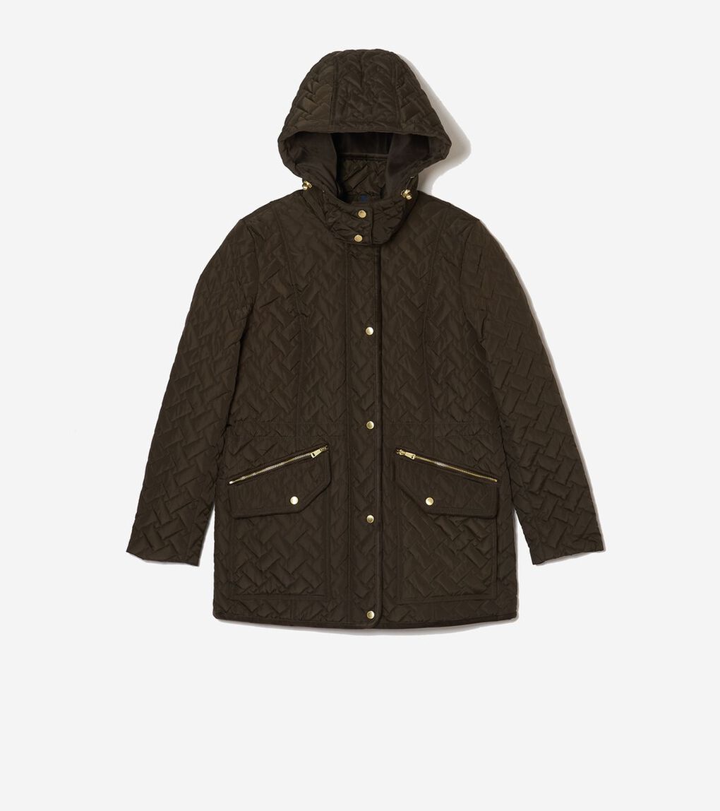 スタンドカラーキルテッドシグネチャーキルテッドジャケット womens.