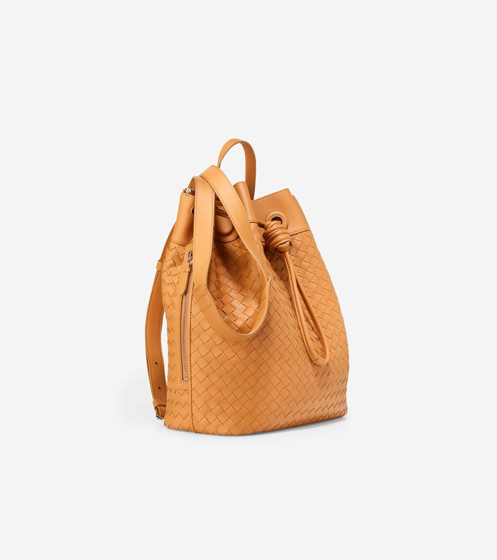 ウォーブン レザー ドローストリング バックパック womens.