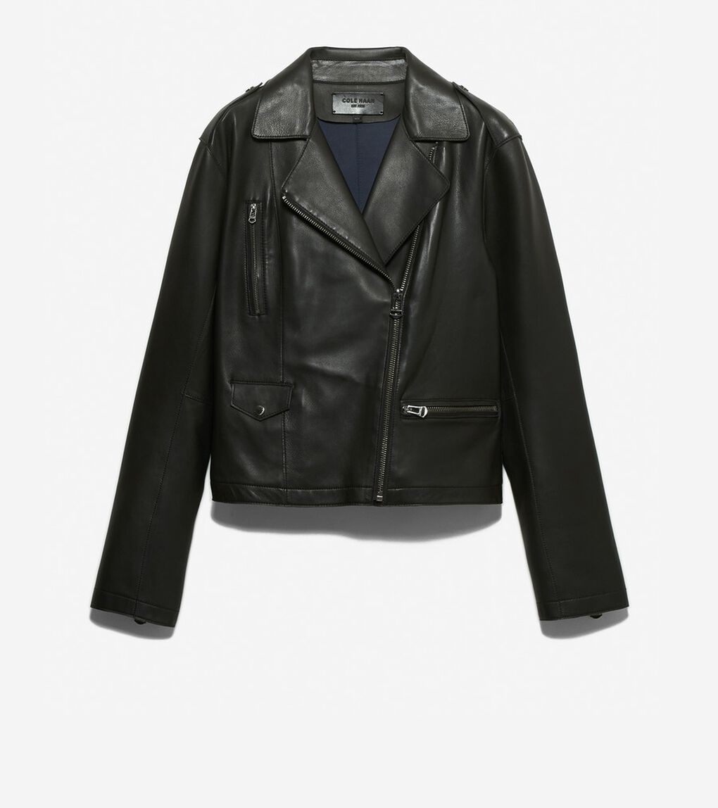 アシンメトリック レザー ジャケット womens.