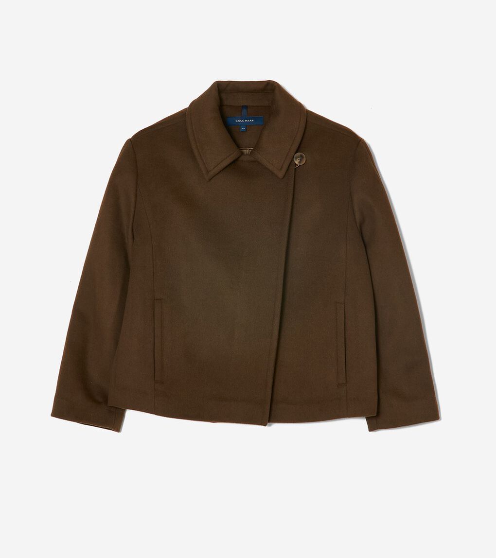 ショート ボクシー サージ ツイル ウール ジャケット womens