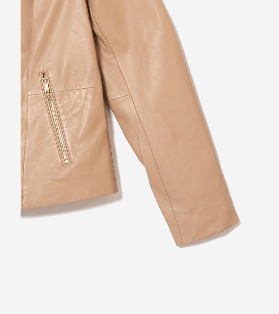値引きする モウルデッドカラーアシンメトリックレザージャケット womens ジャケット・アウター
