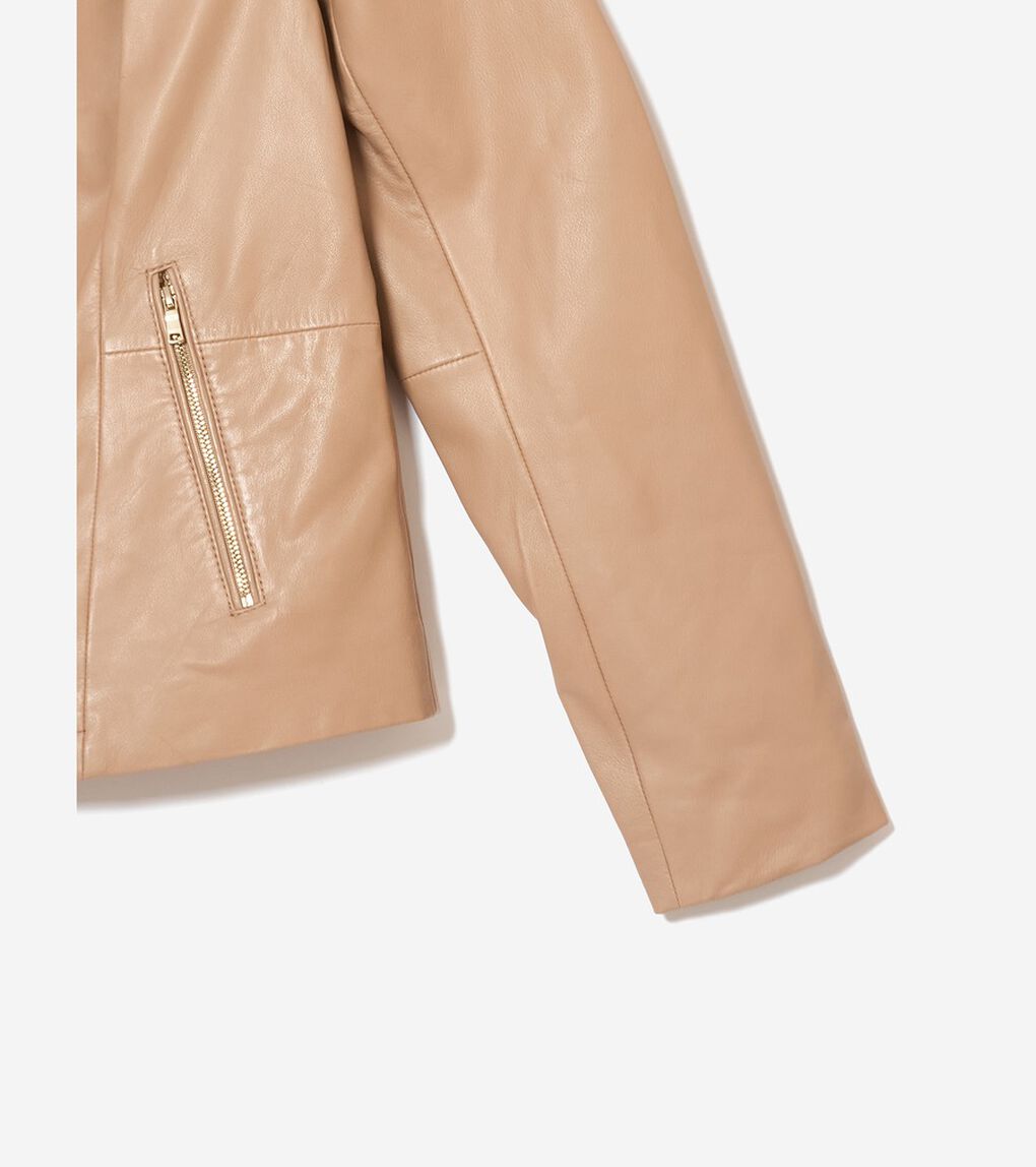 モウルデッドカラーアシンメトリックレザージャケット womens.