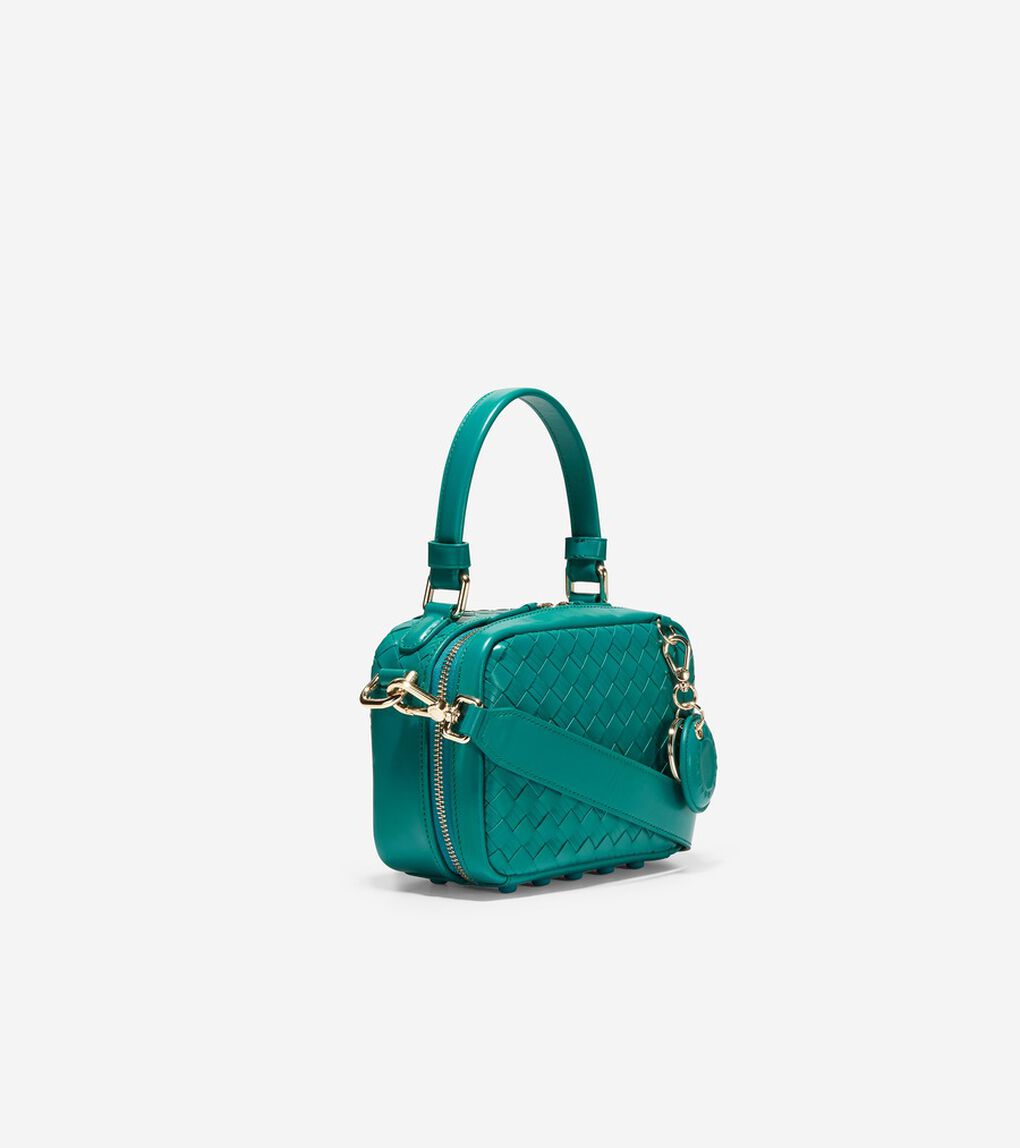 ウォーブン レザー ミニ ボストン バッグ Womens ディープ レーク 公式 コール ハーン Cole Haan オンラインストア