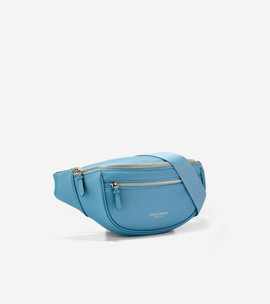 新品ベルトショルダー付FIBRENO ミニマルデザイン ハンドバッグ ブルー マッケンナ レザー ベルト バッグ womens. 9000 | COLE_HAAN