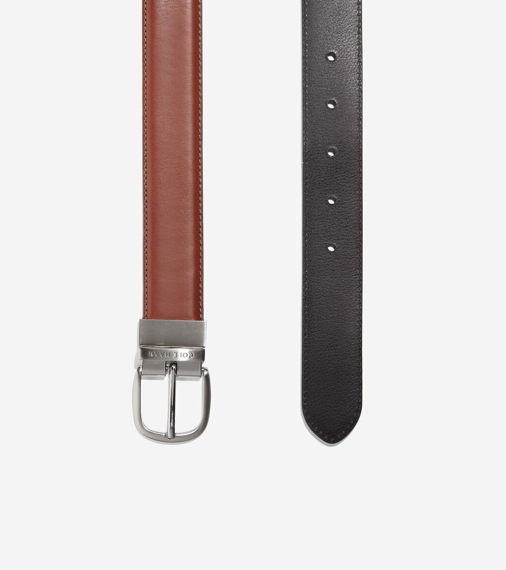 32mm フィーチャード エッジ ドレス ベルト w/ ステッチ mens.