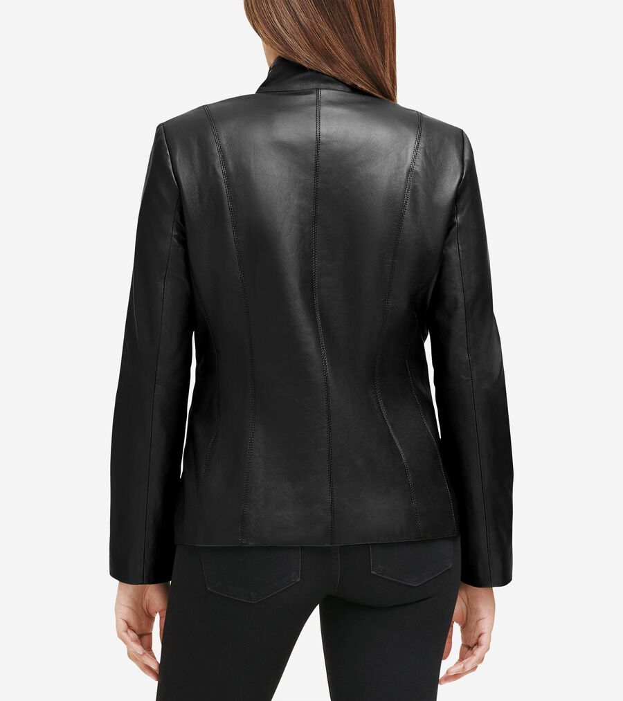 ウィング カラー レザー ジャケット womens. 72000 | COLE_HAAN