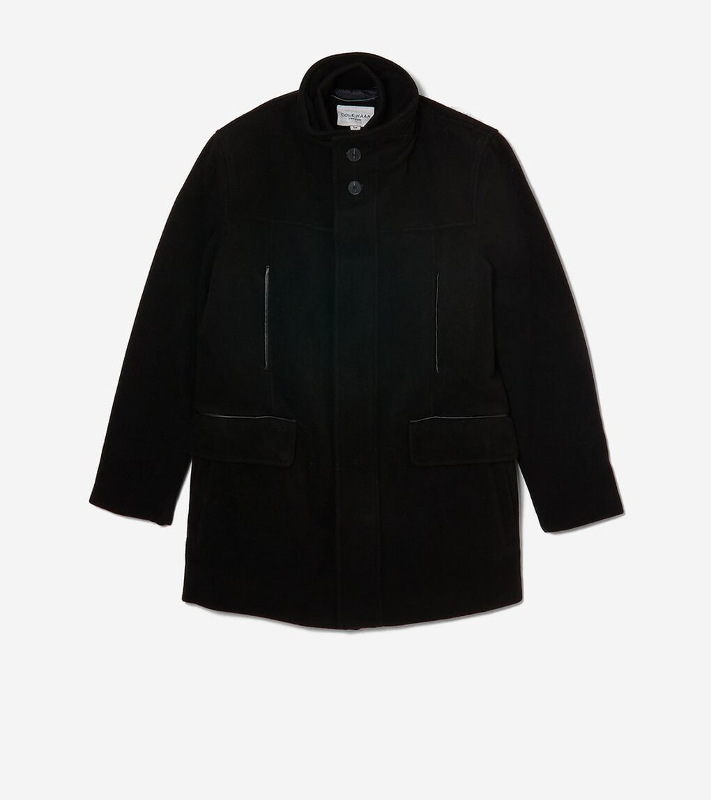 カー コート ウィズ フェイク レザー ディテールズ mens