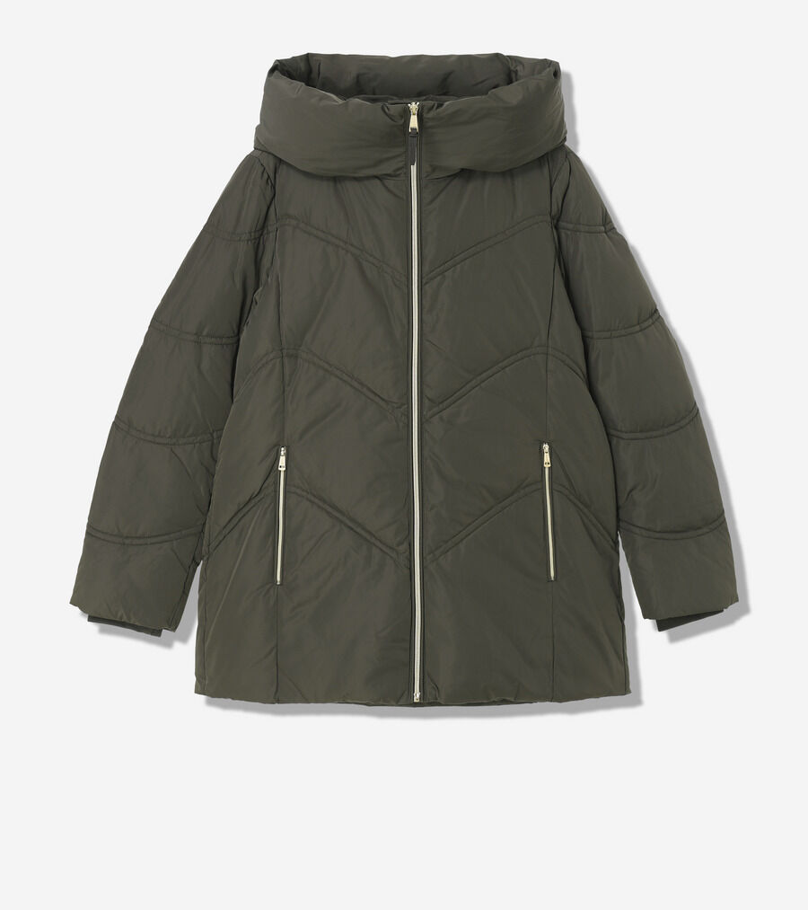タフタ ダウン ジャケット ウィズ イグザジャレイティド フード womens