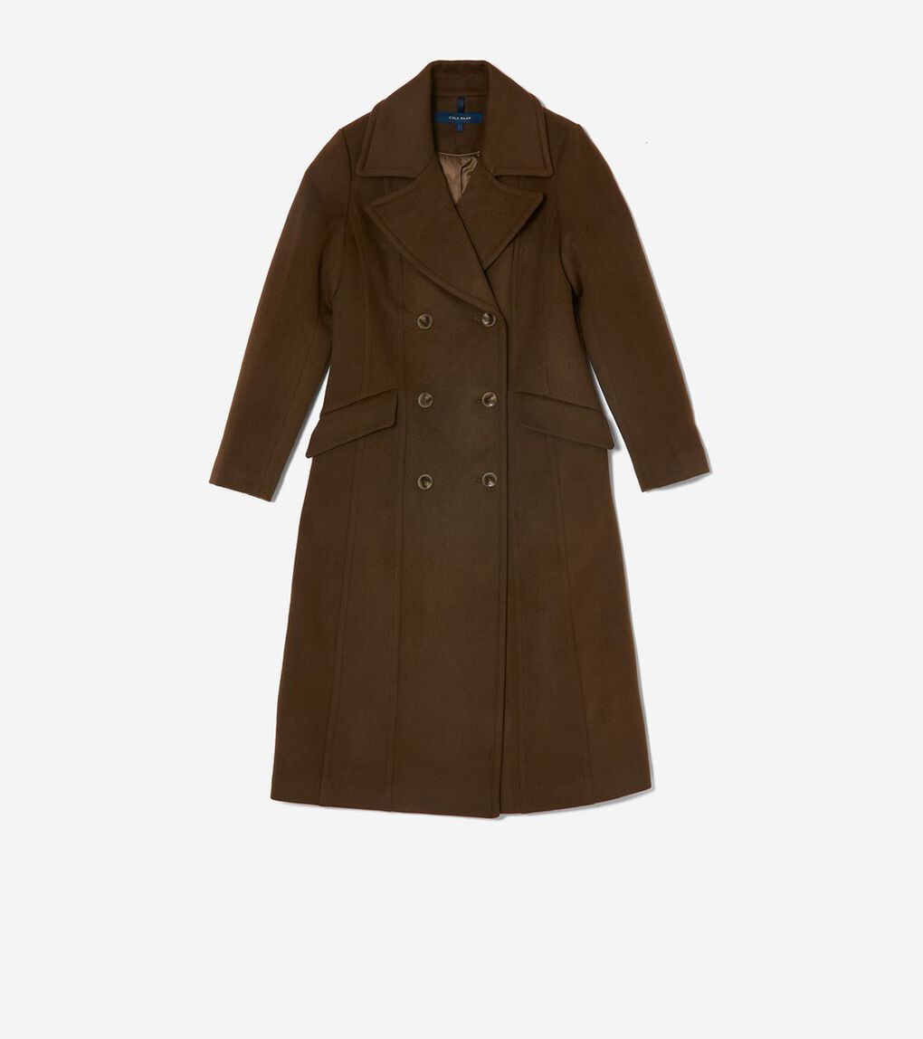 ダブルブレスト サージ ツイル ウール コート womens