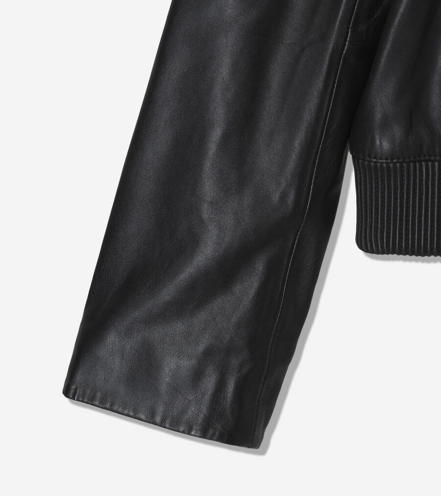 スムース レザー ボンバー ジャケット ウィズ チェストポケット womens
