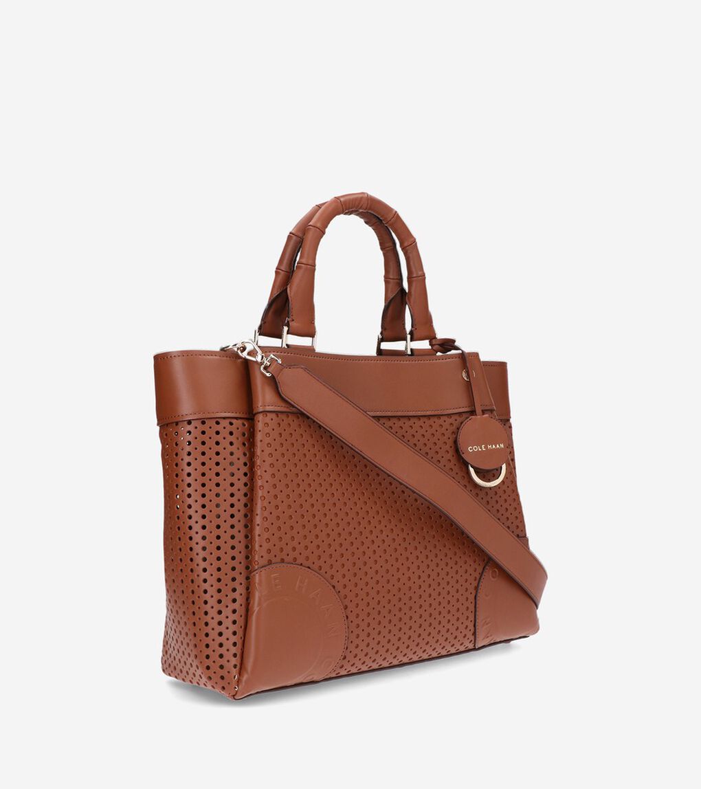 パーフォレーテッド レザー サッチェル womens.