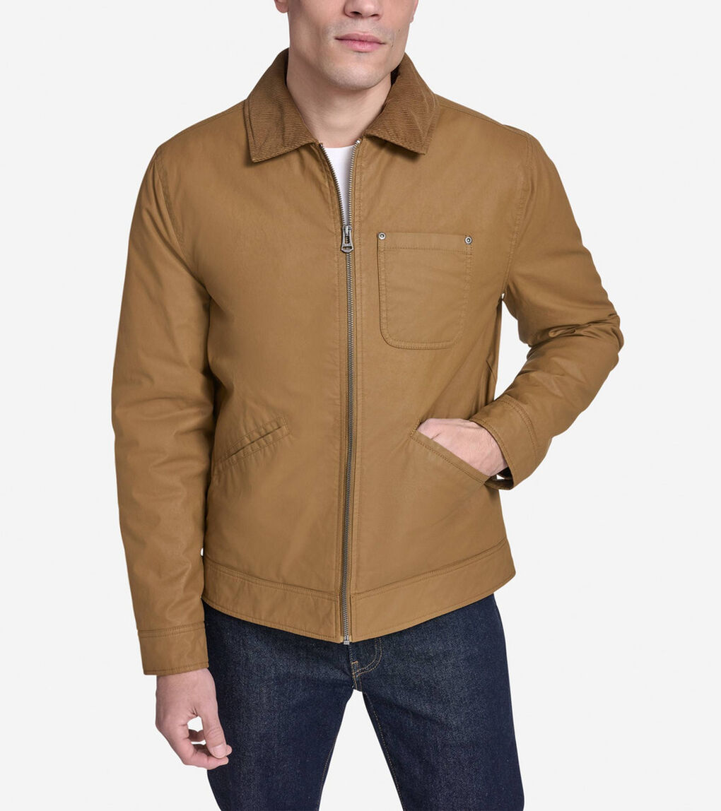 コーティッド コットン トラッカー ジャケット mens