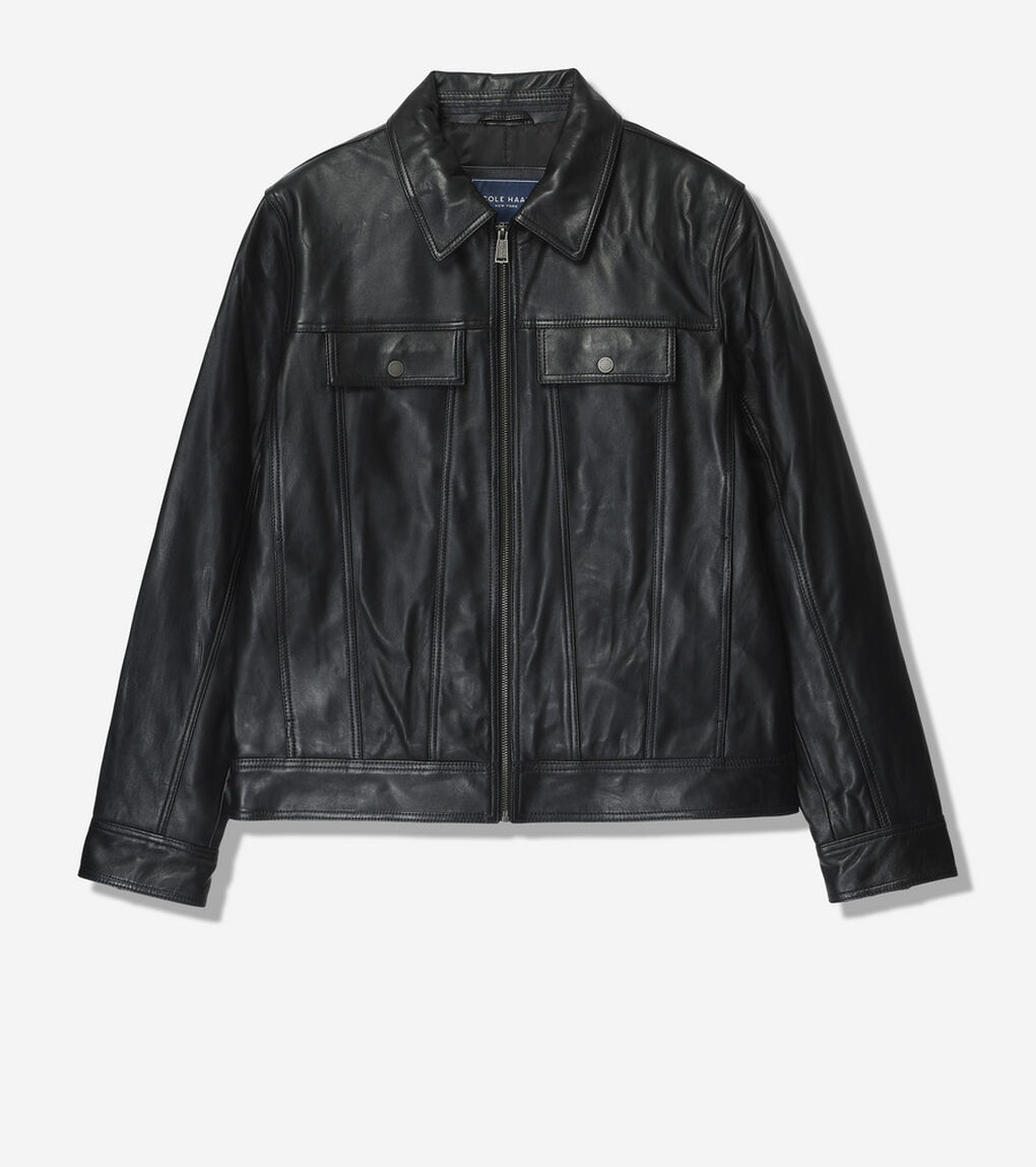 レザー トラッカー ジャケット mens.