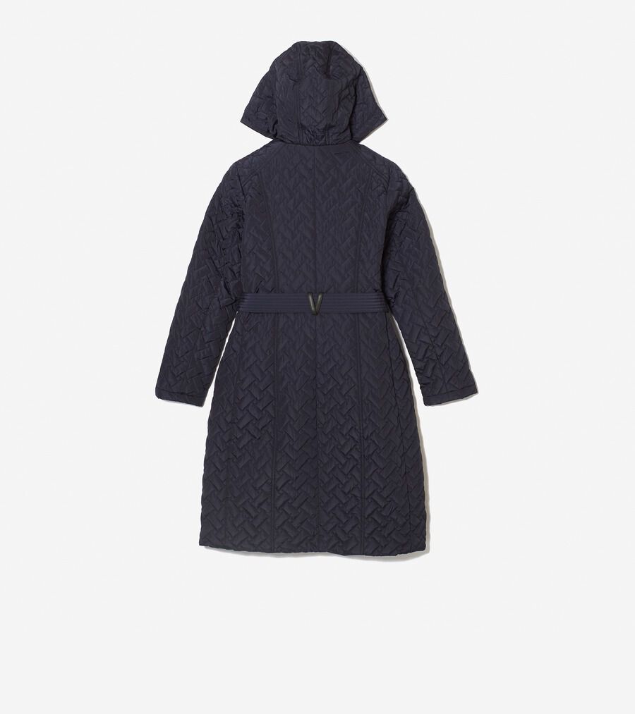 卸売 フーデッド COLE_HAAN | 0.0 womens. ベルテッドコート ロング ジャケット・アウター