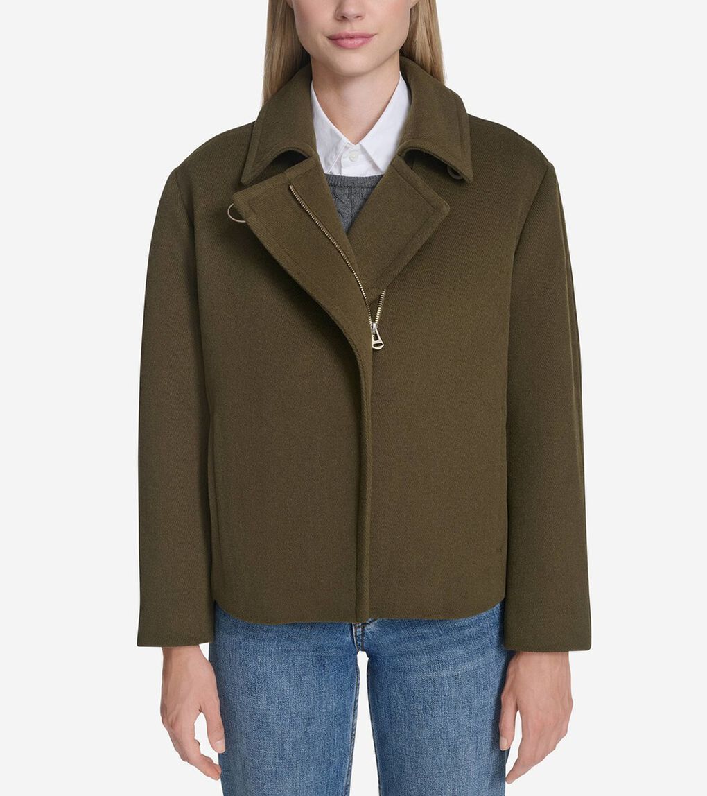 ショート ボクシー サージ ツイル ウール ジャケット womens