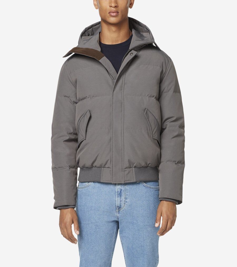 オックスフォード ダウン フーテッド ボンバー ジャケット mens. 0.0