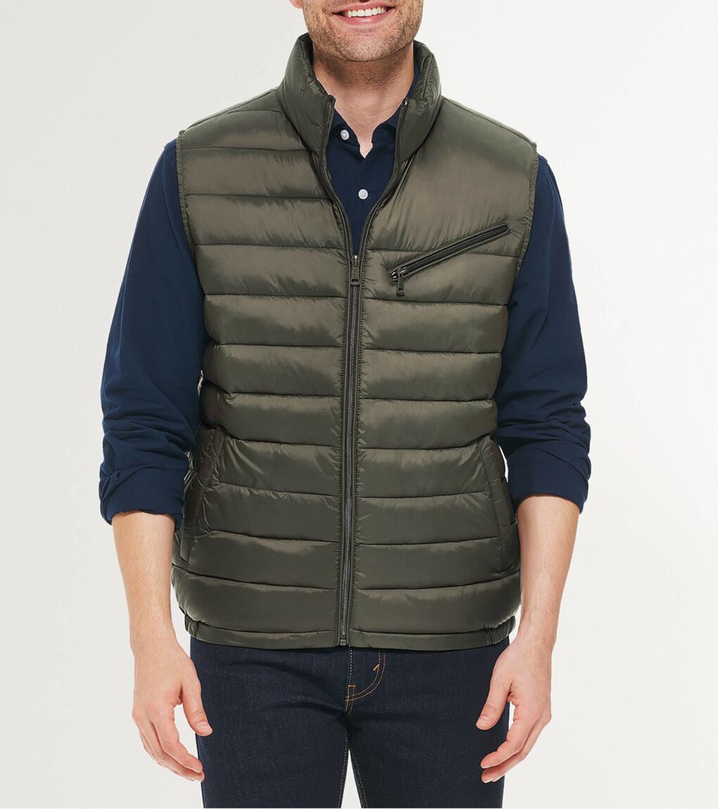 ジップフロントキルテッドベスト mens.