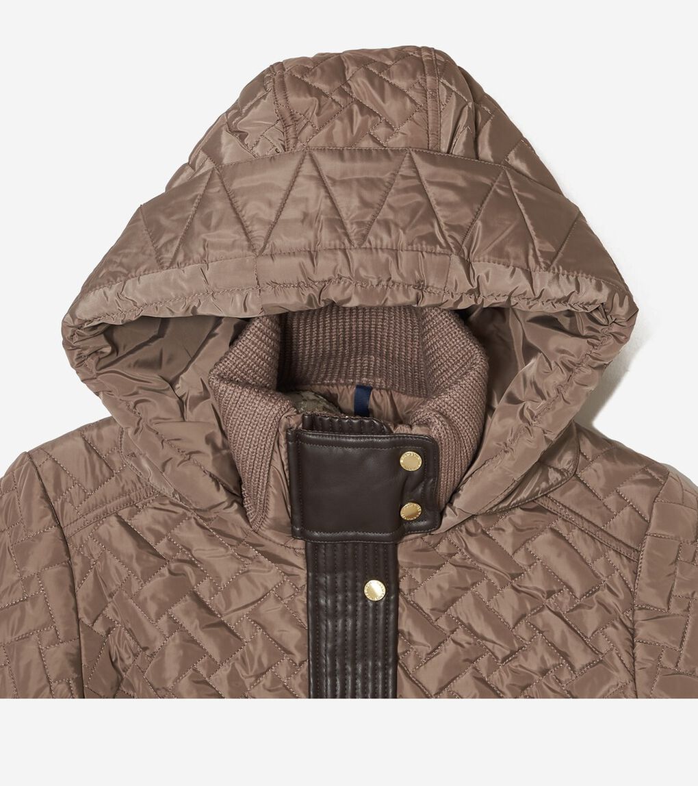 フーデッド ロング ベルテッドコート womens.