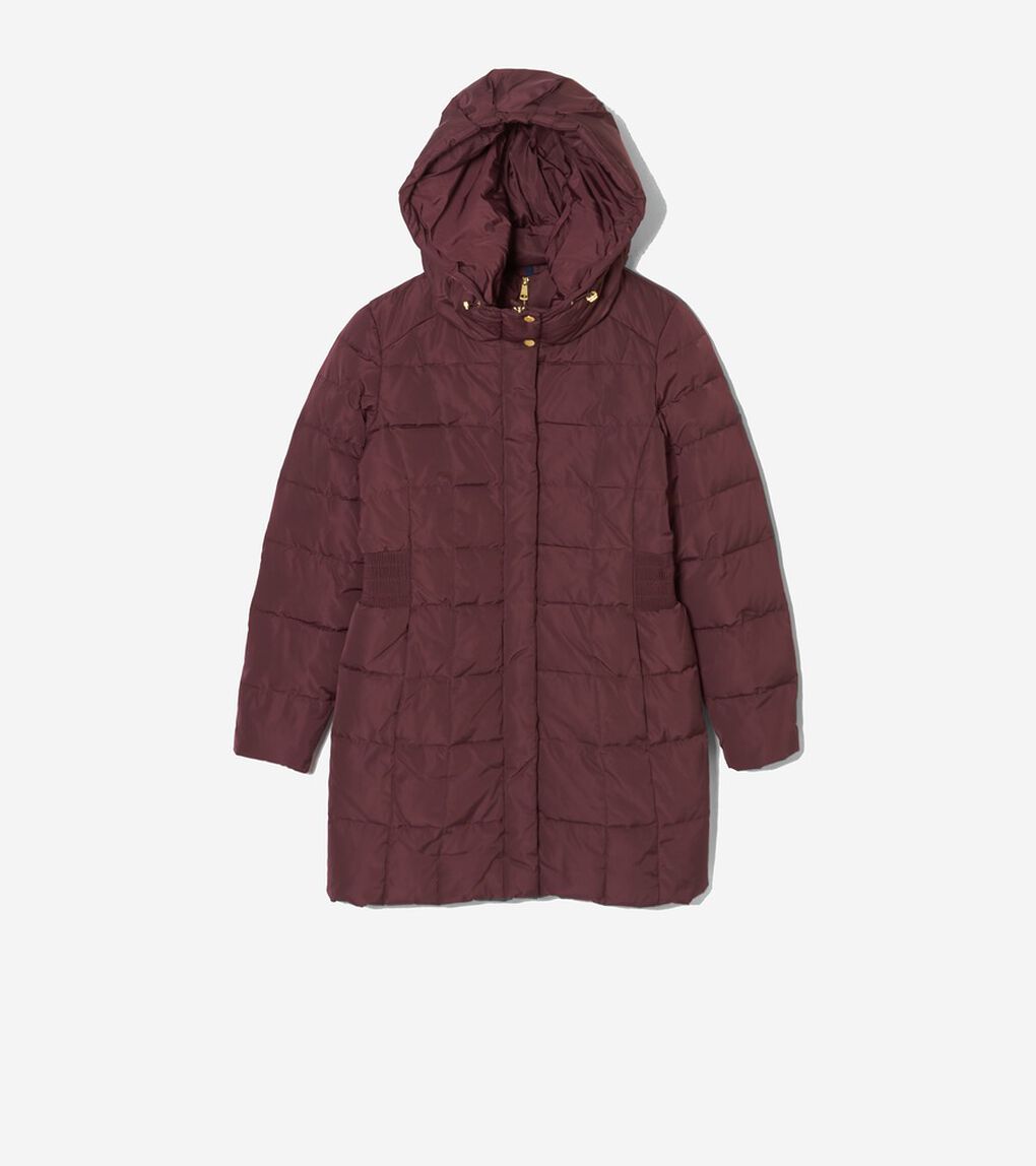 シグネチャー 32IN タフタ ダウンコート ウィズ フード womens.