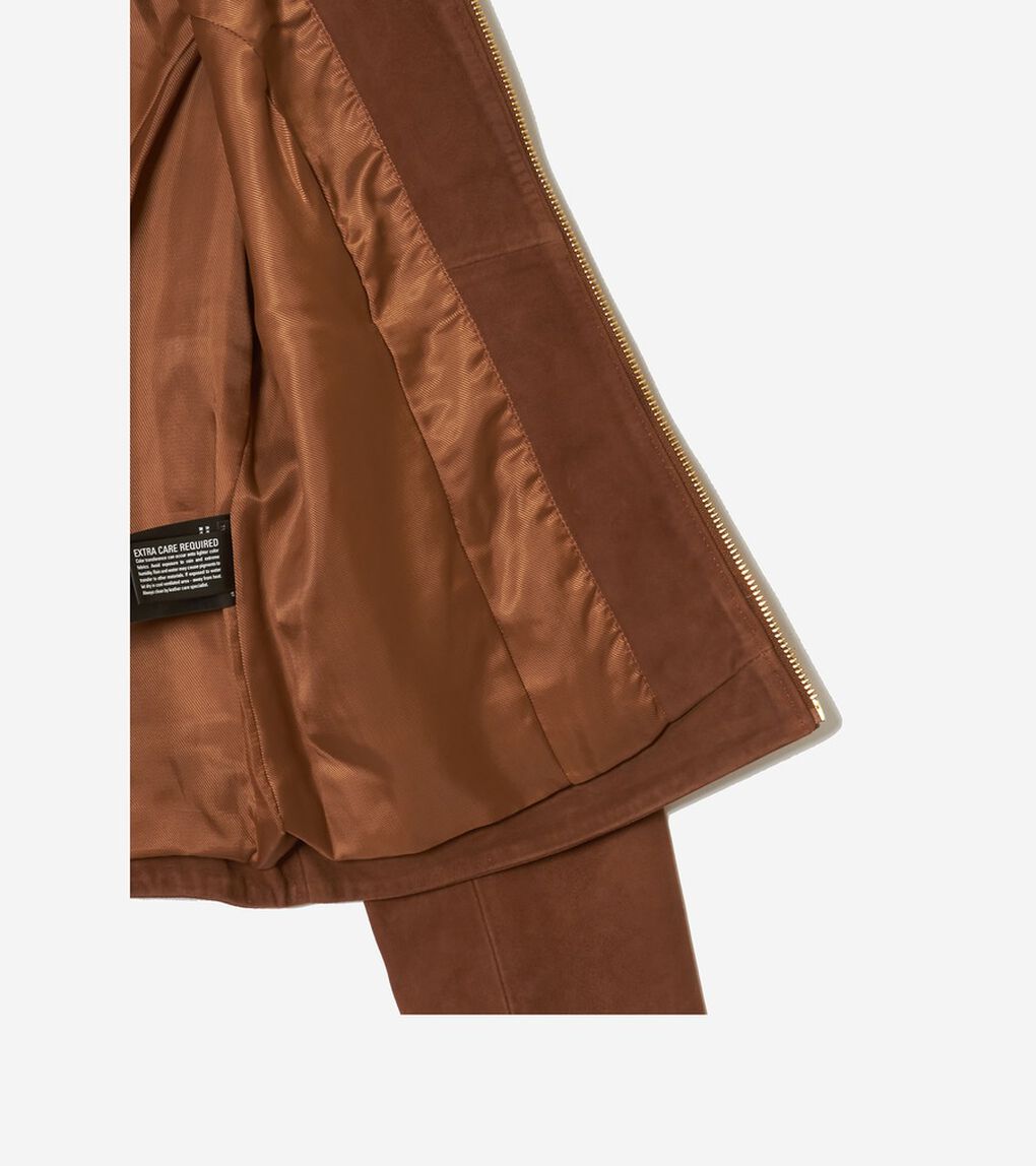 スウェードレザー モト ジャケット womens.