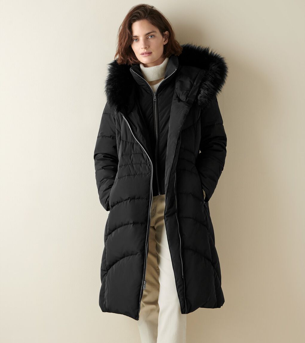 タフタ ダウン コート フード付き womens.
