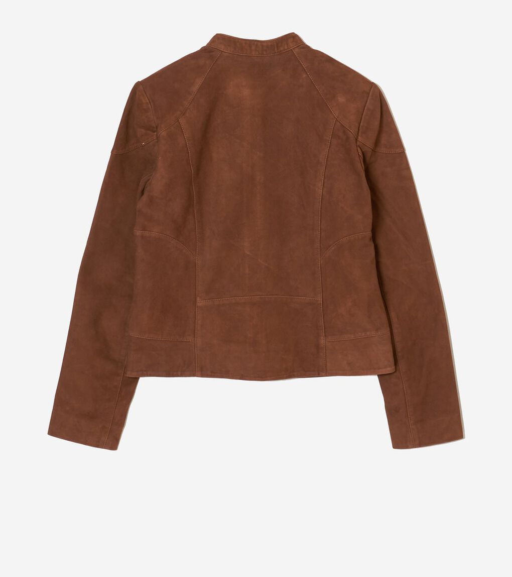 スウェードレザー モト ジャケット womens.