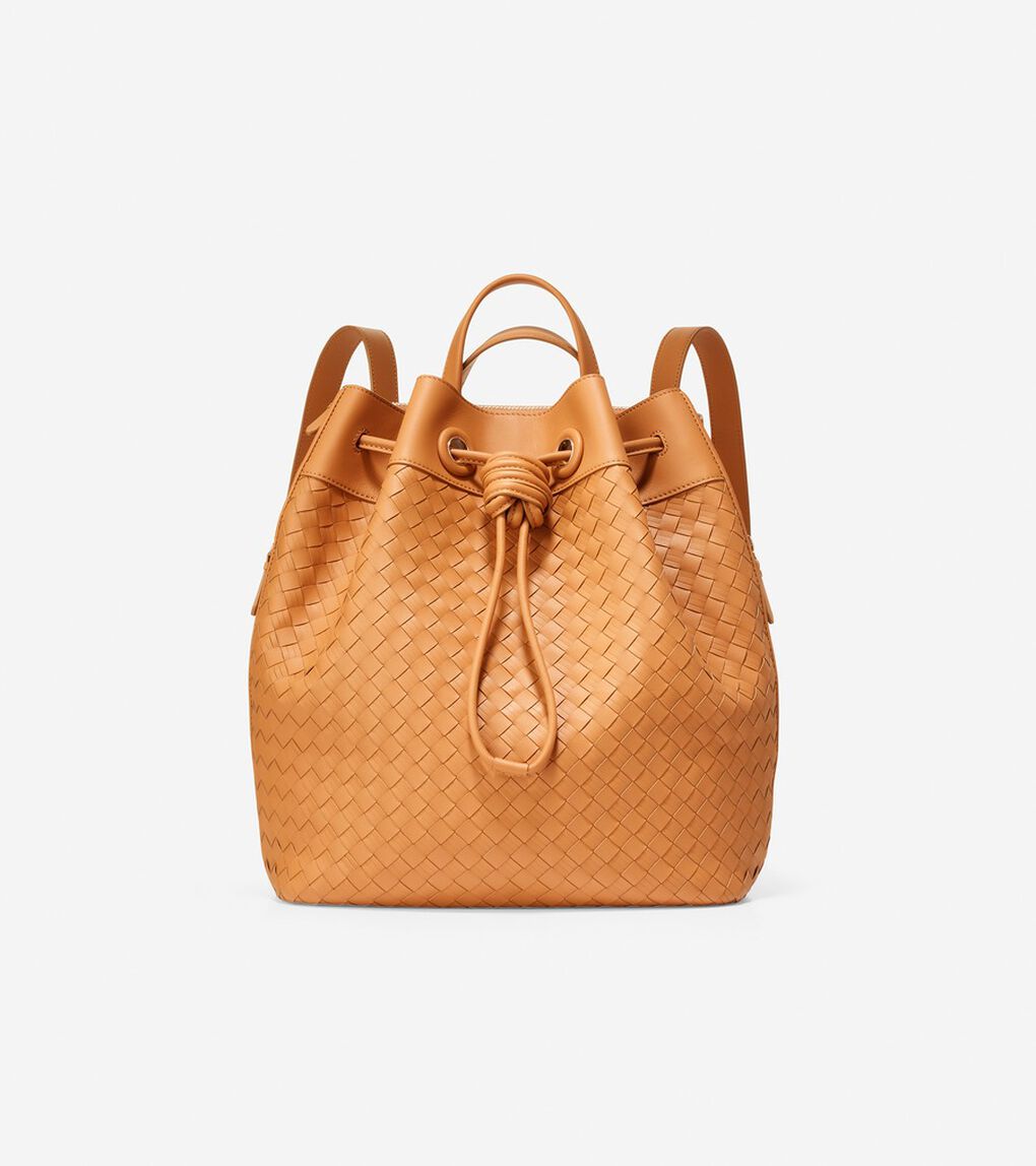ウォーブン レザー ドローストリング バックパック womens.